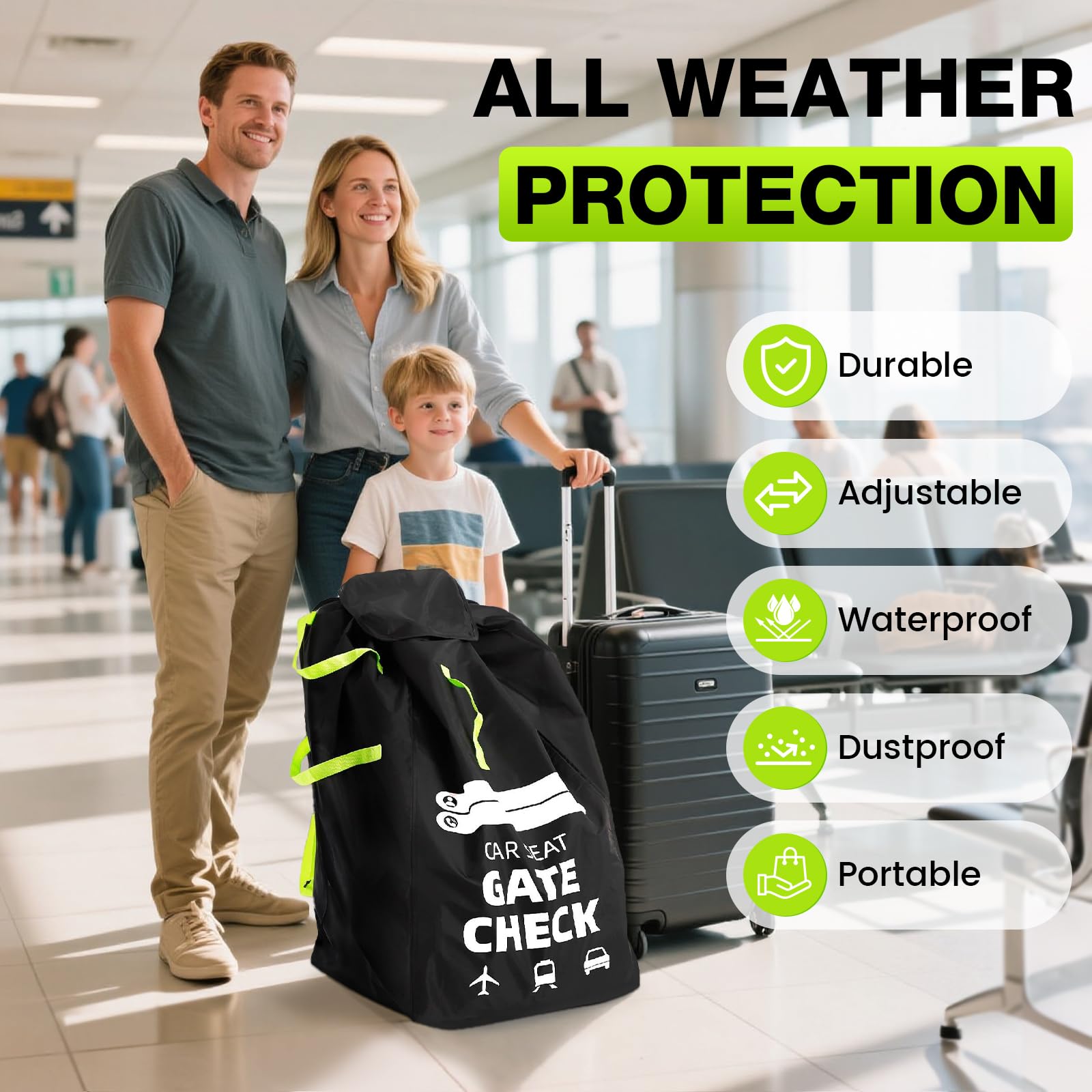 Yoassi Sac de Transport pour Poussette avec Bretelle,86 * 46 * 46cm Sac de Voyage Imperméable pour Siège Auto/Bébé Landau/Cosy, Universelle Housse de Protection pour Voyage en Avion/Train/Voiture