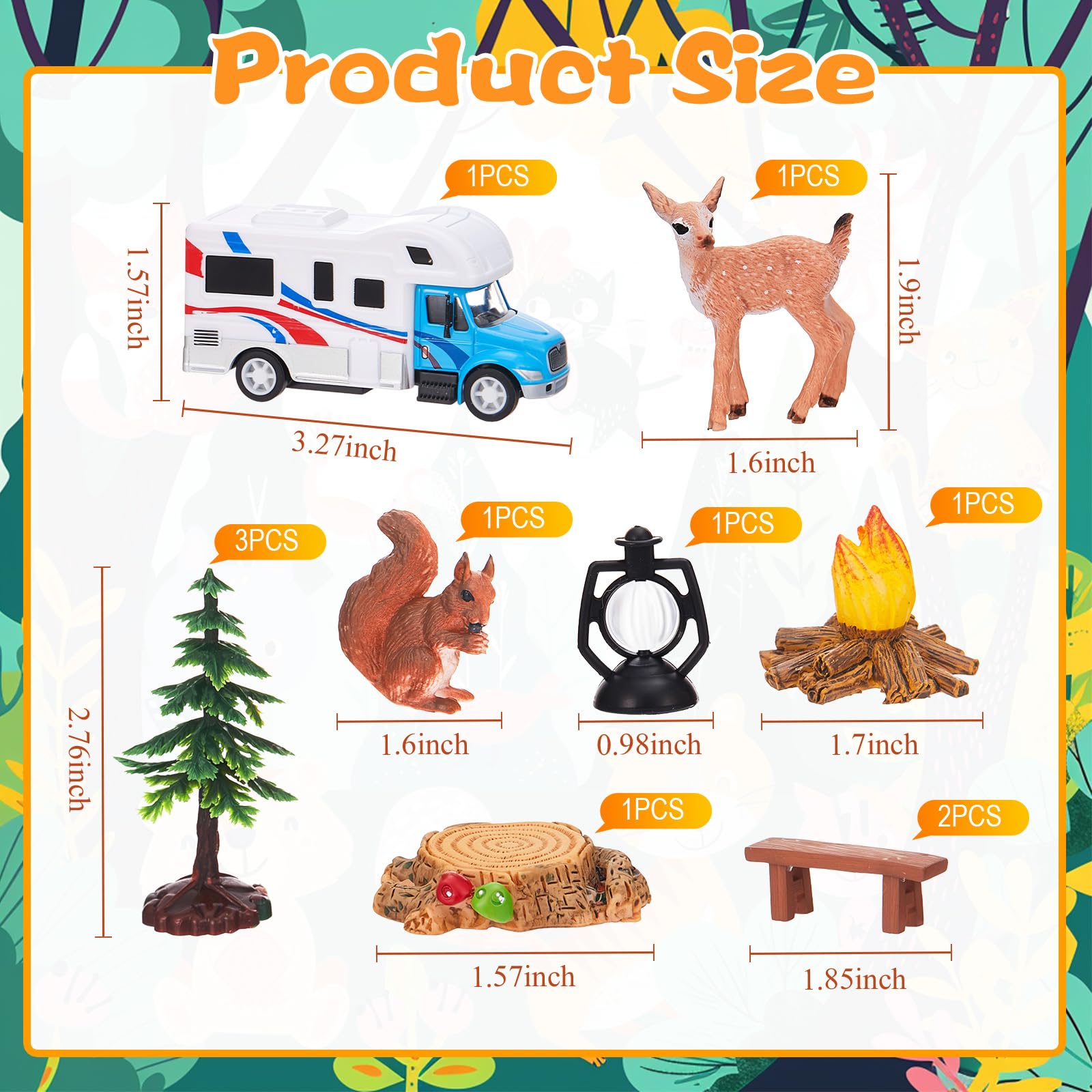 Yookeer 11 piezas de decoración para tartas de camping, hogueras, banco, tocón de hongos, juego de camping para niños, decoración de fiesta de cumpleaños, temática de bosque, suministros de fiesta de