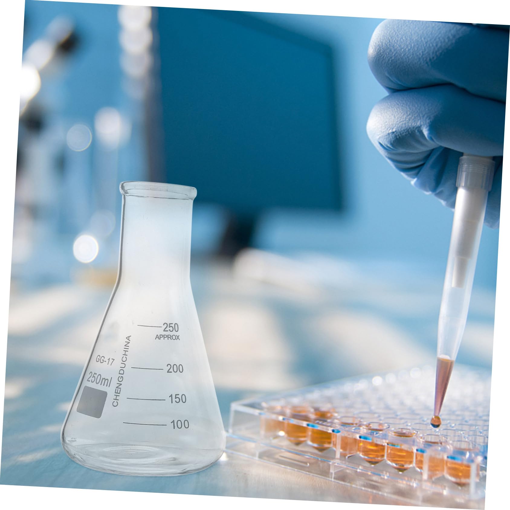 UKCOCO 9piezas Cristalería Para Laboratorio De Material Científico Vaso De Precipitados Matraz Cónico y Probeta De Vidrio Para Experimentos De Ciencia Casa o Escuela