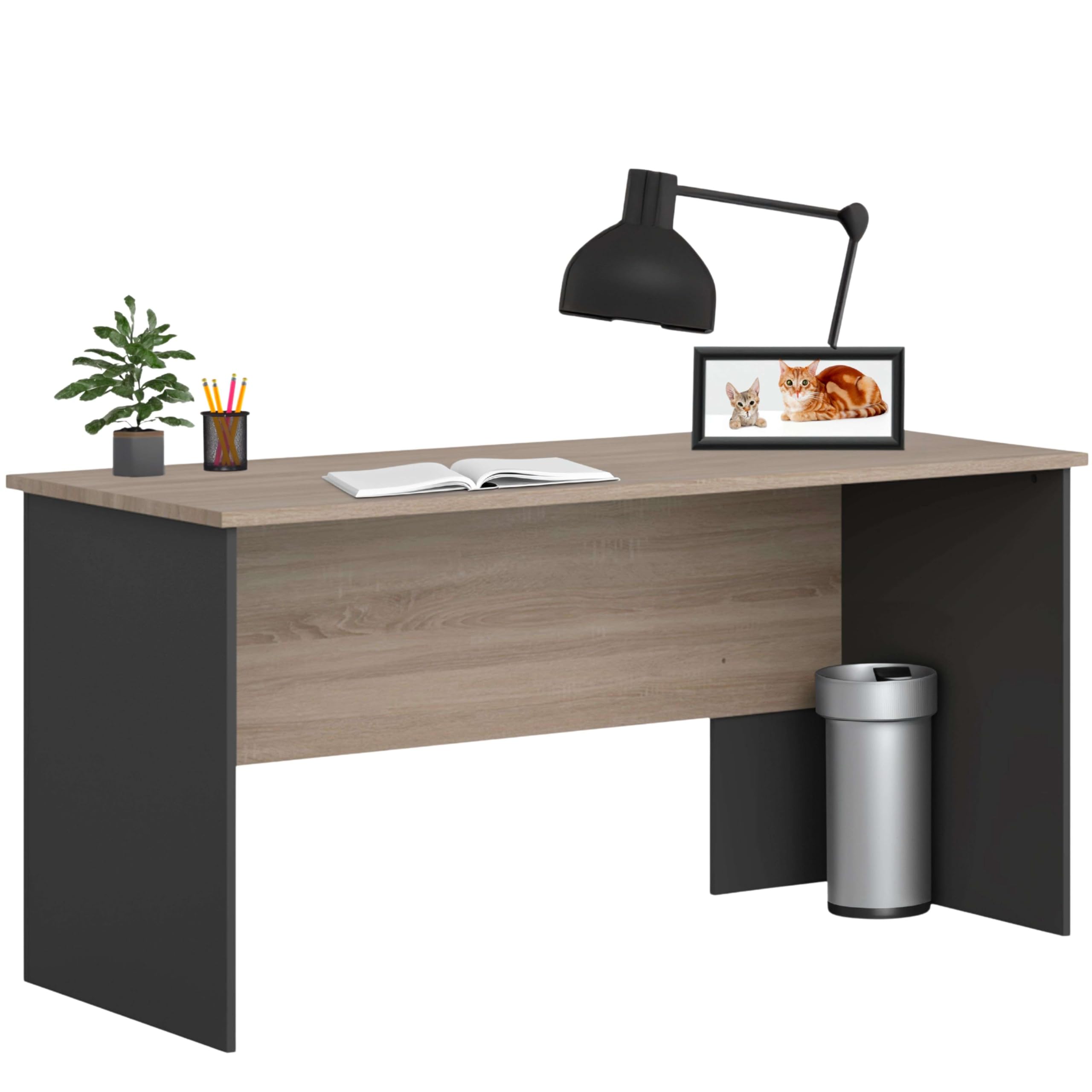 Miroytengo Mesa de Escritorio Oficina Nibis Industrial Color Roble Sonoma y Gris Antracita 160 cm