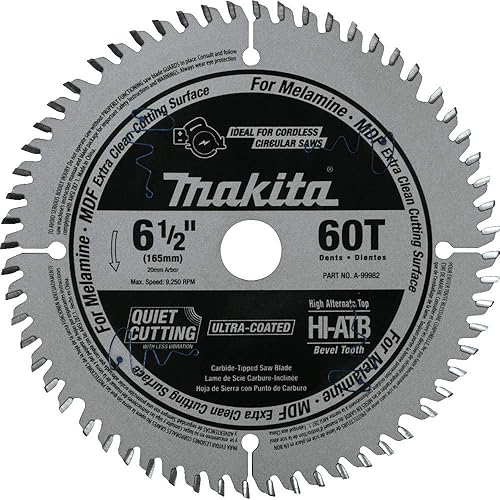Makita A-99982 6-1/2" 60T (ATB) Hoja de sierra de inmersión inalámbrica con punta de carburo