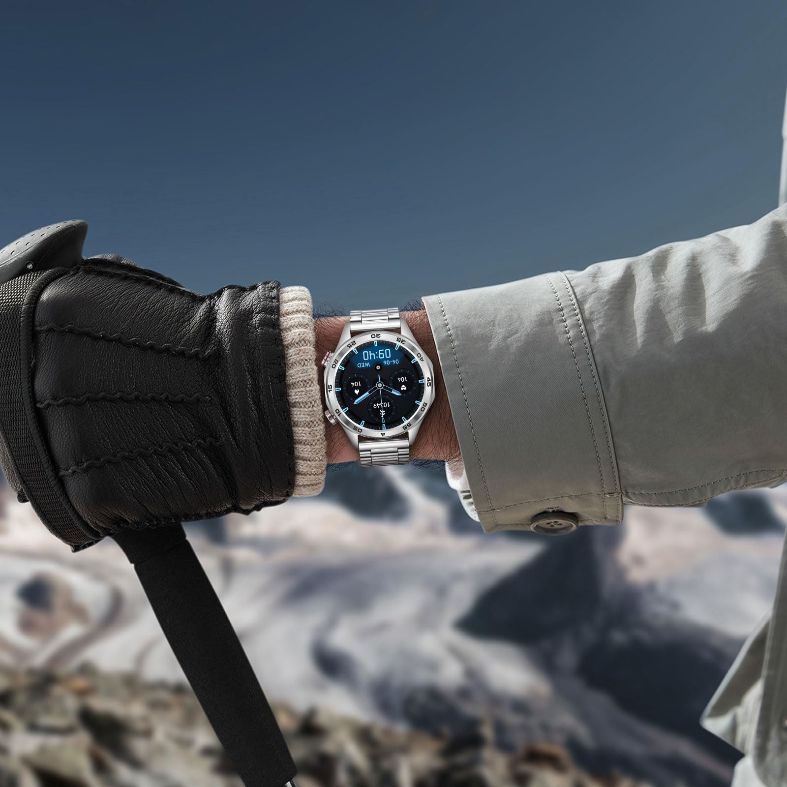 MEGALITH Smartwatch Uomo Orologio Chiamate: Whatsapp Bluetooth Smart Watch Android iOS - Pressione Sanguigna Frequenza Cardiaca Misura - Fitness Sport Tracker Contapassi Argento