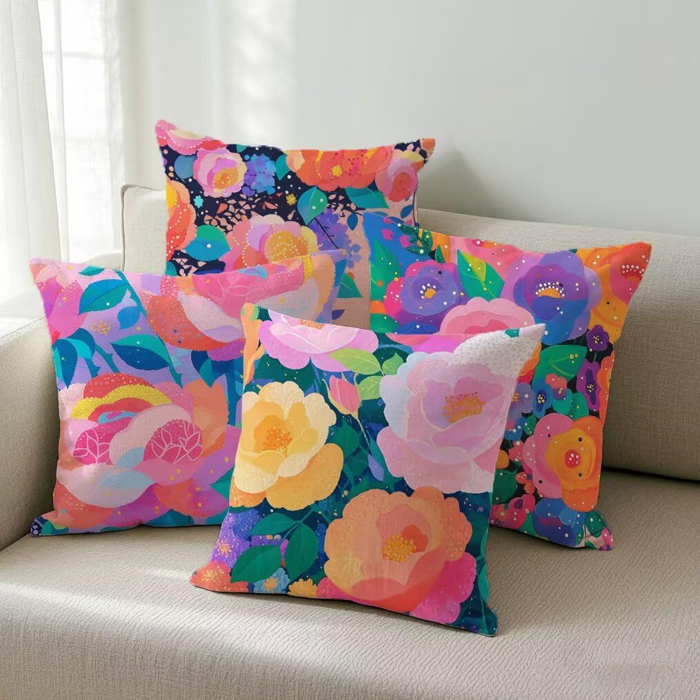 Housse de coussin 35x35 rose décorative étanche pour lit et fauteuil