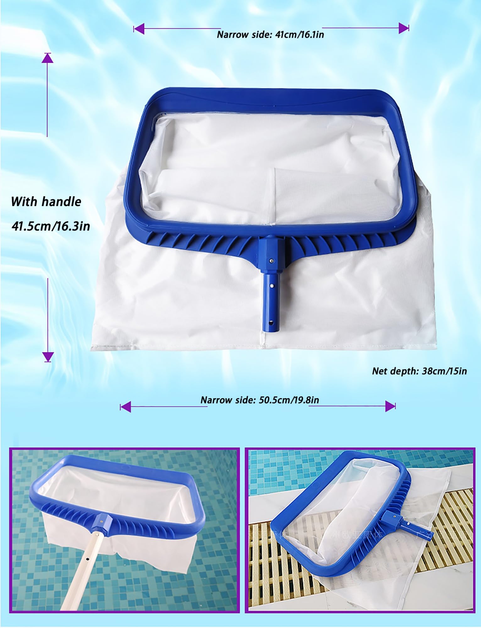Este rastrillo para Hojas de Piscina de Bolsa Profunda con Red de Malla Ultrafina