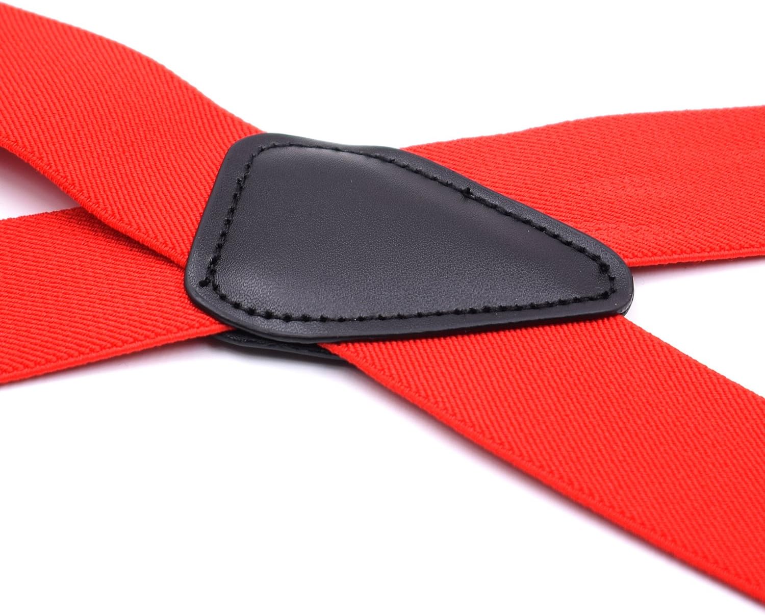 Suspenders Men's 1.4 inch Solid Straight Clip Adjustable X Back Suspender Braces(Red)