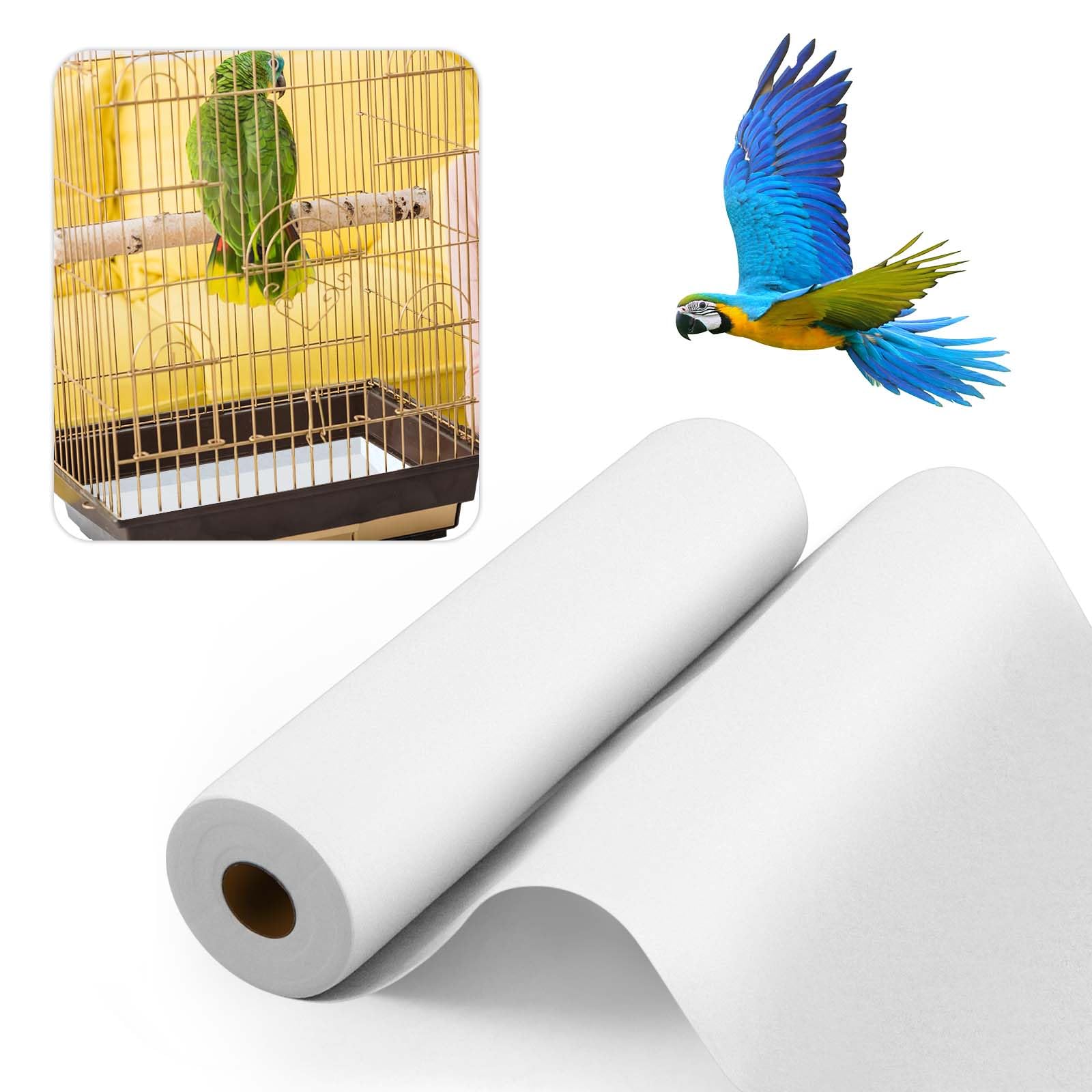 Drydiet 30.5 m x 11 Pulgadas, Forro desechable para jaulas de pájaros, Almohadilla de cojín precortada, Absorbente, Papel para Jaula de pájaros, Accesorios para Mascotas, Animales, pájaros, Loros