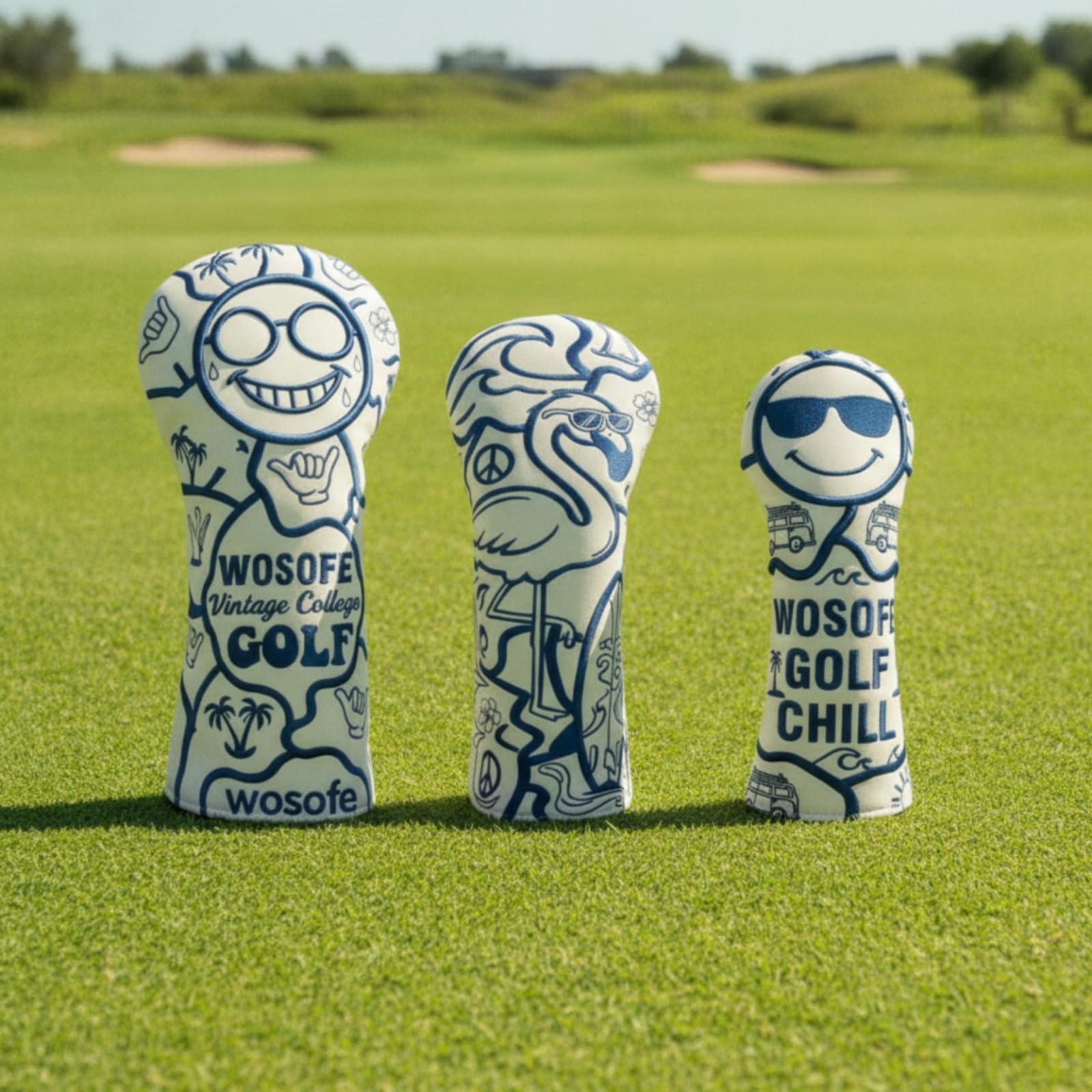 Funda para Cabeza de Palo de Golf Cubierta Protector Carcasa Envoltura de Putter en PU Cuero Vintage Grabado Resistente Acolchado Ligero Adecuada para Campo Práctica Viaje, Beige