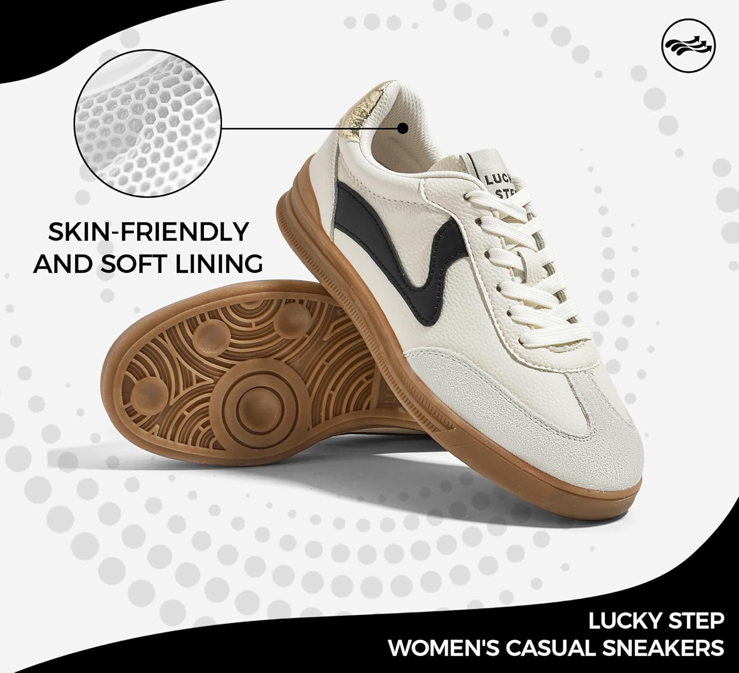 LUCKY STEP Women's Retro Fashion Sneakers Classic Cute Casual Trainers Trendy Footwear Lace up Tennis Walking Skate Shoes - Image 2