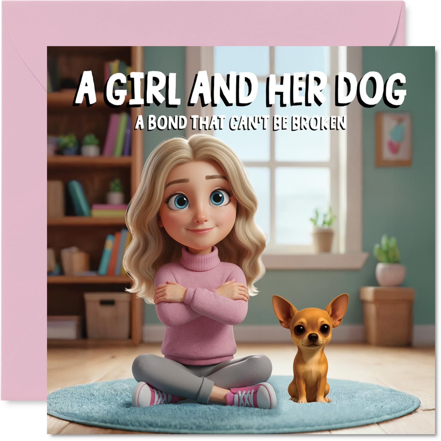 Chihuahua Birthday Card for Women - A Girl and Her Dog - Happy Birthday Card for Girls, 145mm Female Greeting Cards