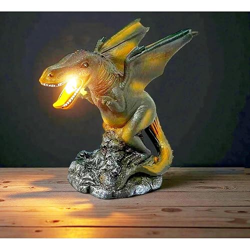 Dinosaur Lamp with Wings, Decorative Table Lamp, Dragon Figurine Design with Base LED Pterosaur Lights USB Animal Dinosaur Lighting