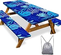 Vista 46 de Funda de mesa de picnic con fundas para bancos, elementos esenciales de camping, mantel de camping impermeable y a prueba de viento con bolsa