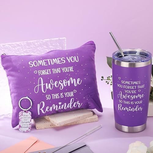 Miniatura 2 de Zhehao 3 piezas de regalos inspiradores morados para mujeres, regalos de agradecimiento, regalos del día de la madre, vaso morado café de 20 onzas,