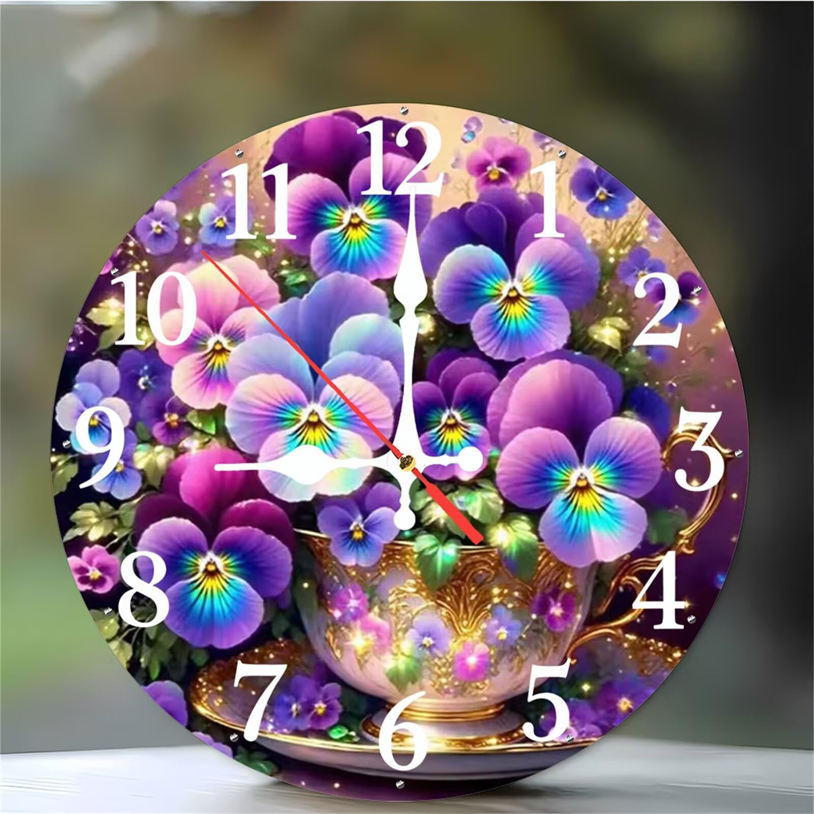 Horloge murale fleur 12 pouces fleurie et silencieuse en quartz pour décoration maison