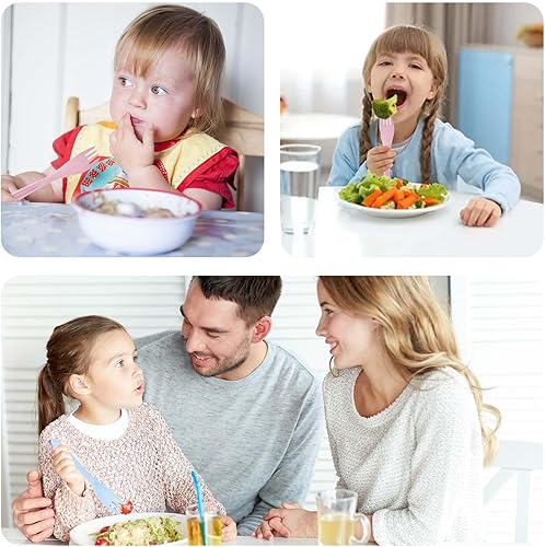 Miniatura 7 de Juego de cubiertos de viaje con estuche, bonito juego de tenedor y cuchara portátil de paja de trigo de unicornio, utensilios reutilizables