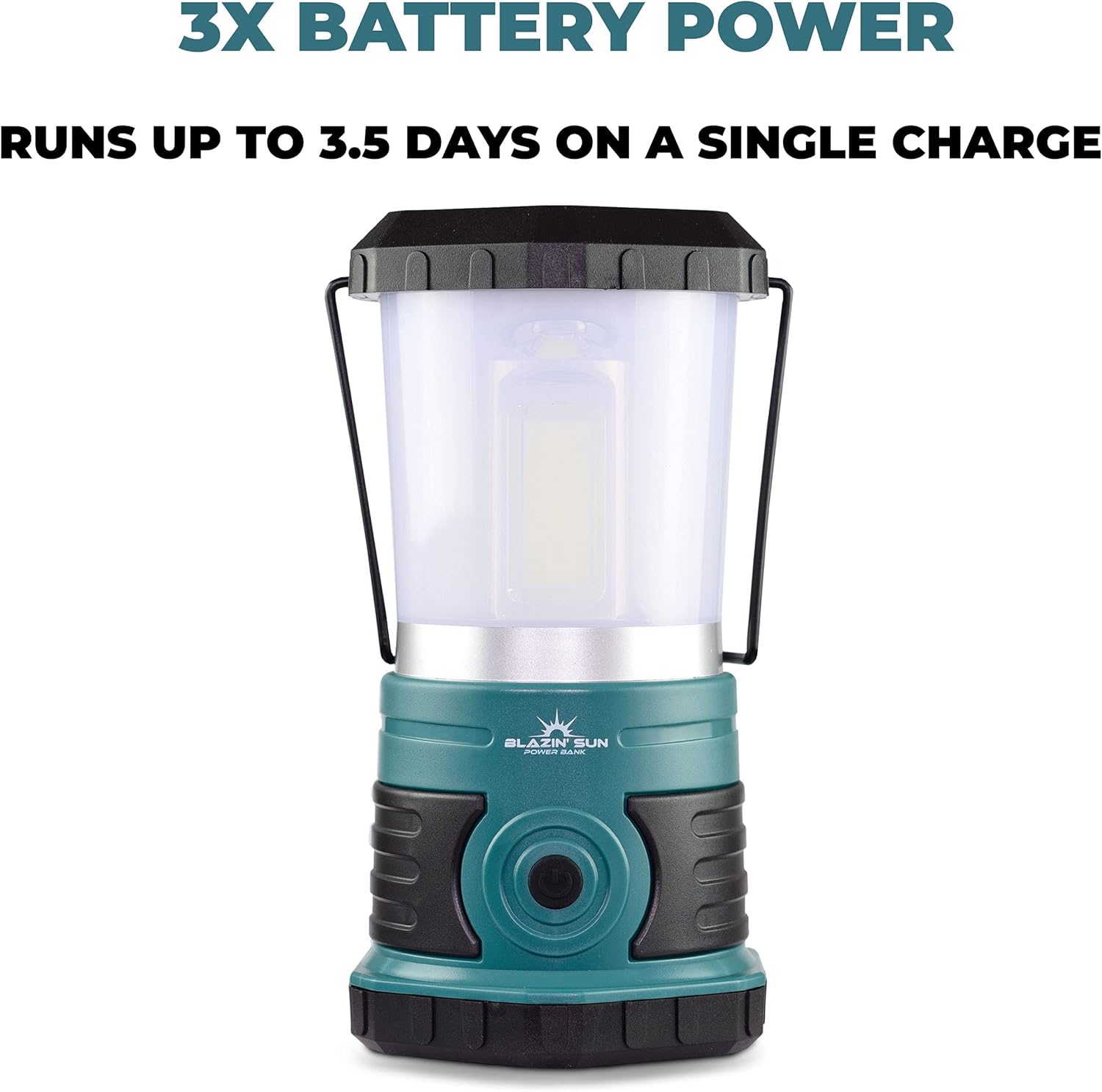 Blazin' Sun 1500 Lumen | Led Lanterns Rechargeable with Powerbank | Hurricane, Emergency, Storm, Power Outage Light | 85 Hour Runtime (Teal) - - 