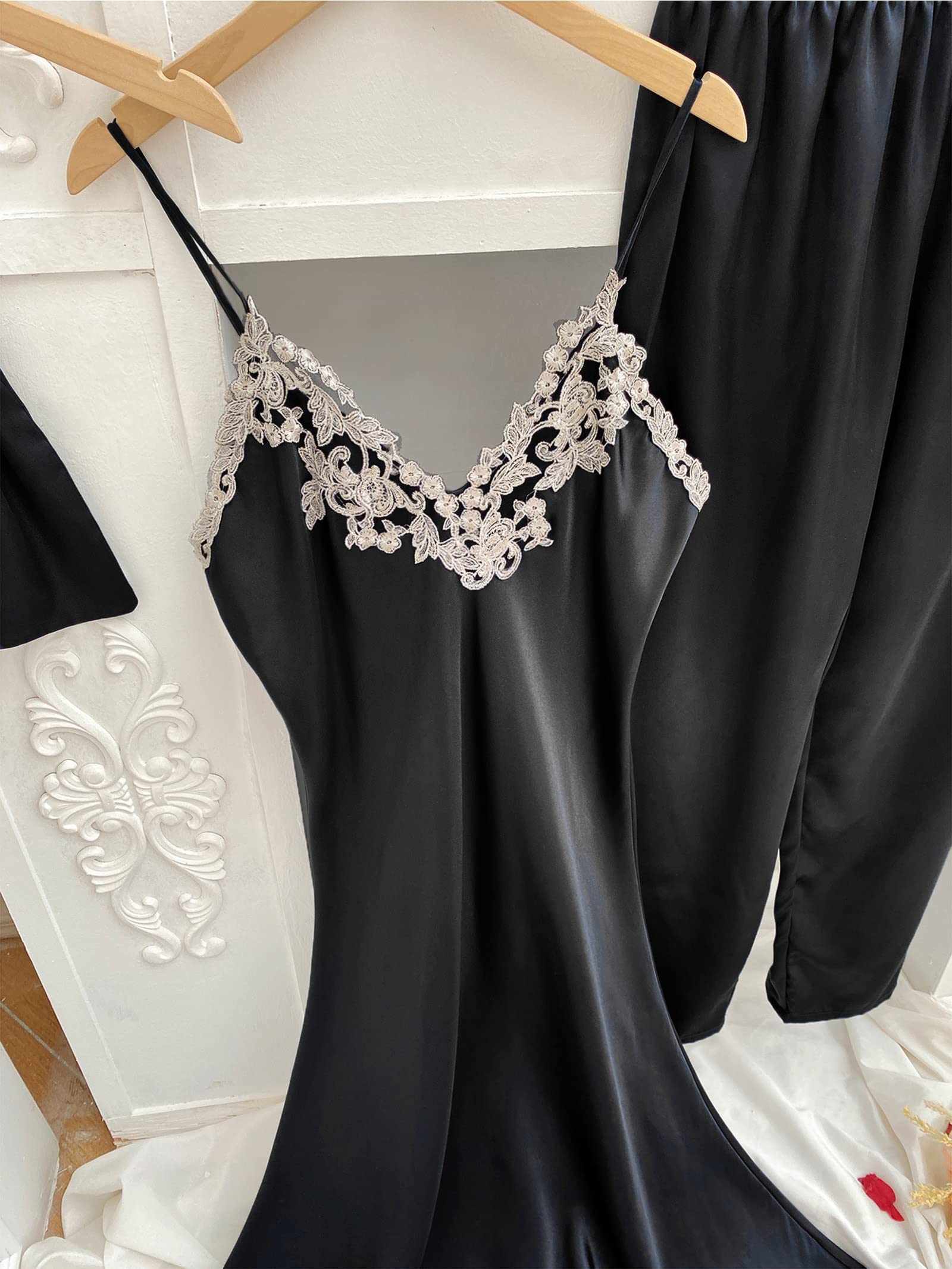 5 Pièces Femmes Chemises De Nuit D'été Satin Sexy Robe Robe De Chambre pour Femmes Ensemble De Pyjamas