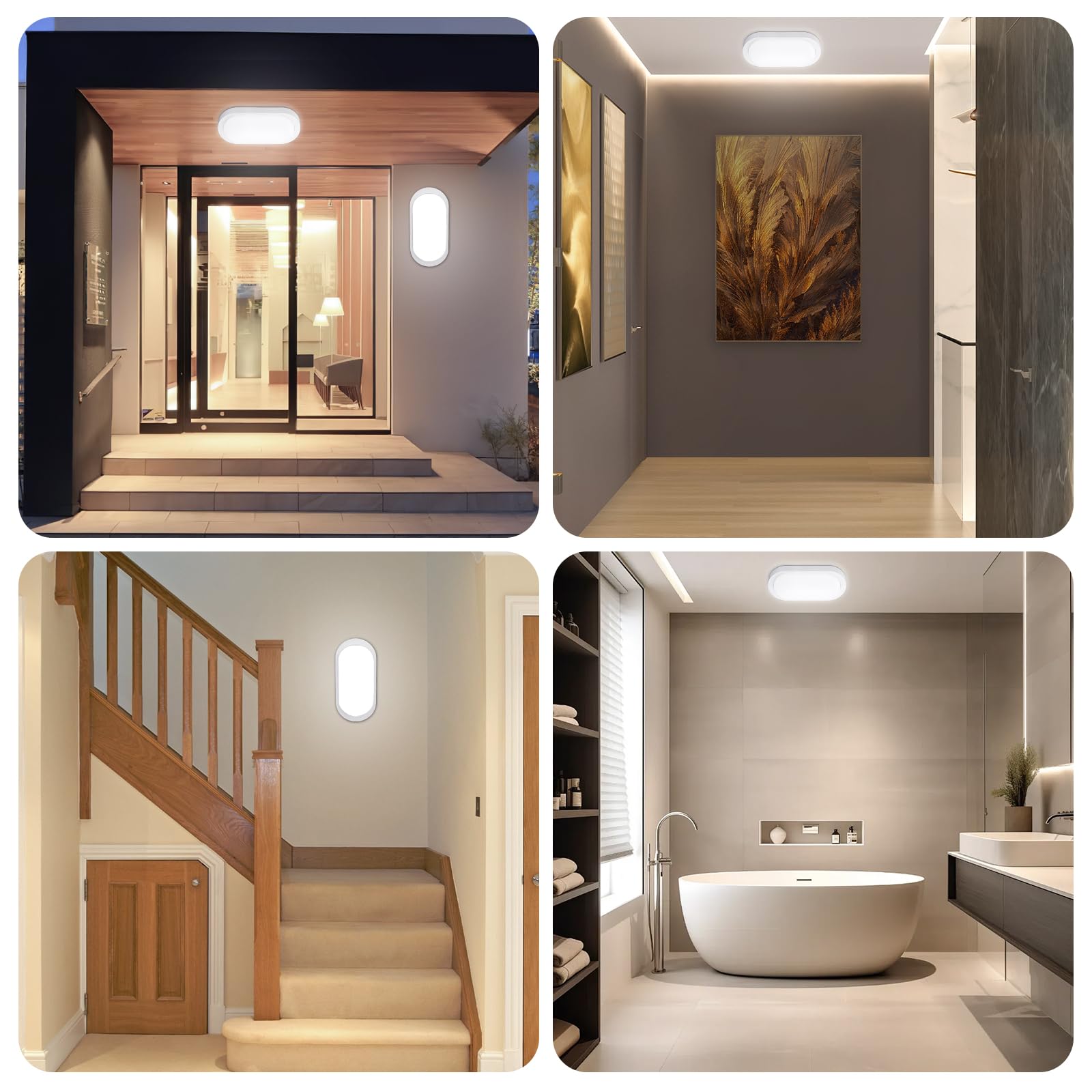 4 Stück Kellerlampe LED Deckenleuchte 18W 1710LM, IP65 Feuchtraumleuchte, Wandleuchte LED Lampe Ovalleuchte Neutralweiß 4000K, Kellerleuchte für Flur Keller Badzimmer Garten Garage Balkon