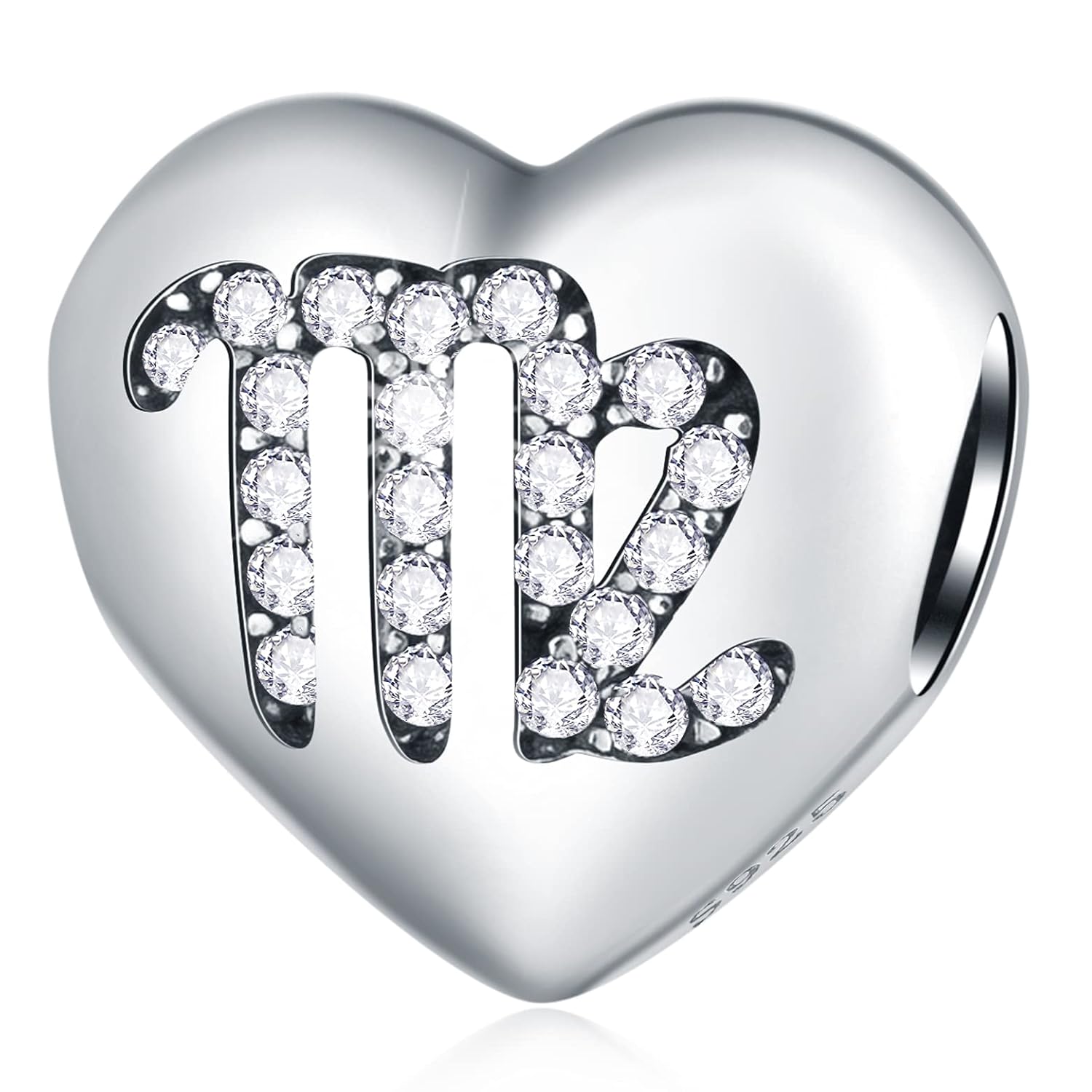 CRISNATA 12 Zodiac Signs with Clear CZ Heart Charms 925 Sterling Silver Constellation Beads fits European Birthday Bracelet