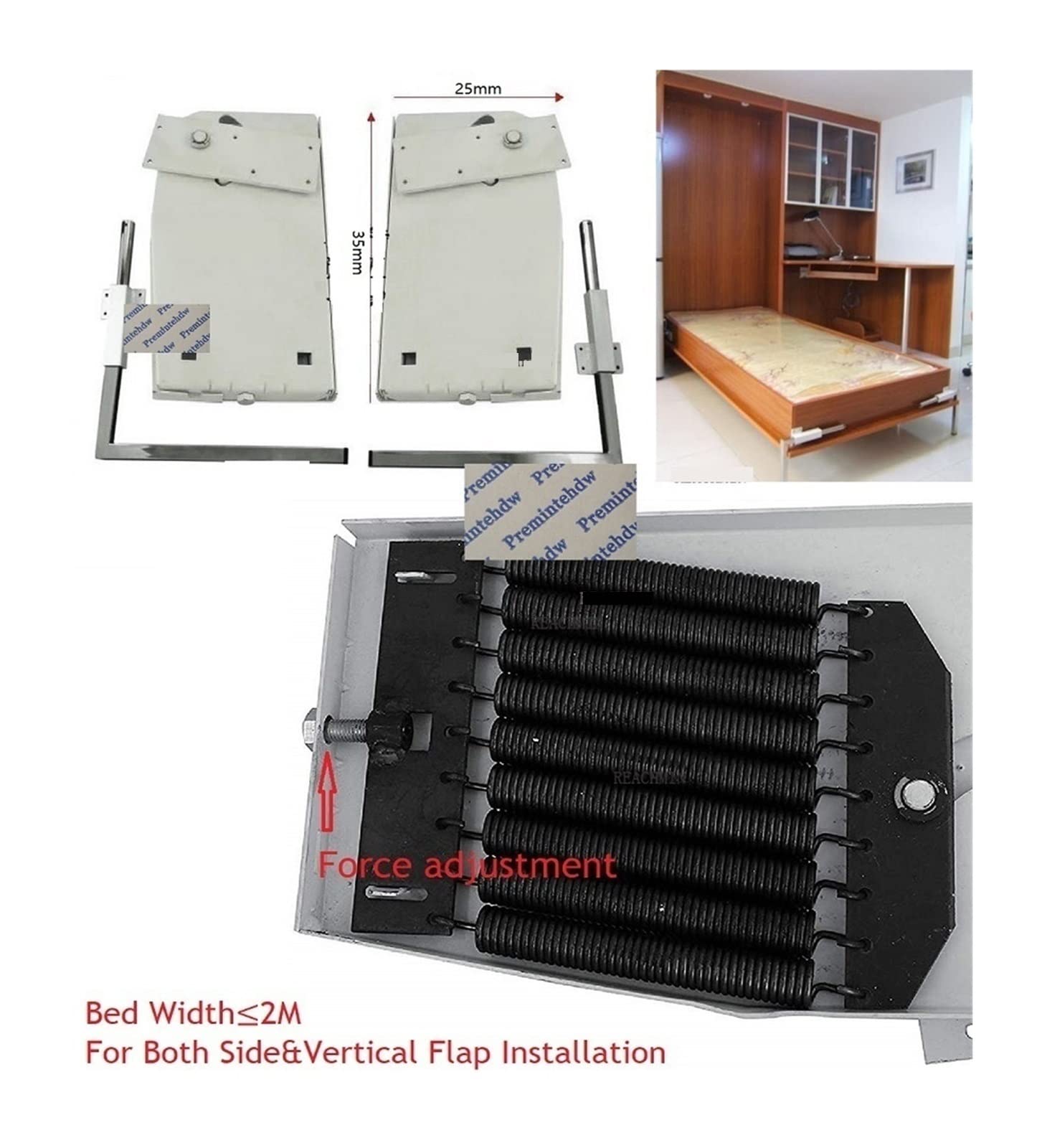 Kit de herrajes para cama Tarea pesada Bricolaje Mecanismo del kit de cama de pared Mecanismo de soporte Hardware for el tamaño del rey Muebles para sofá cama