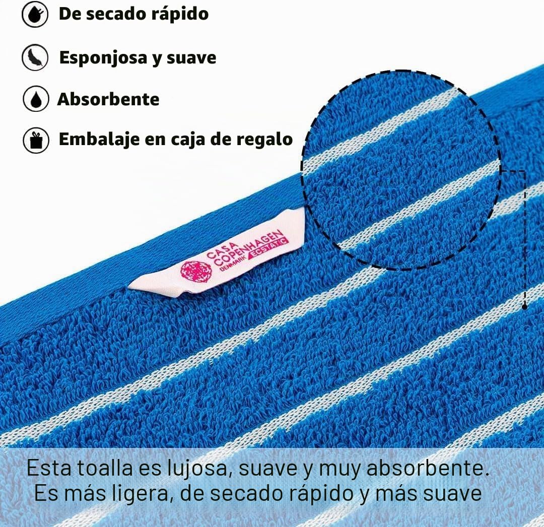 Casa Copenhagen Juego Regalo de 6 Toallas de baño,600 gsm, Brillante Azul | ecstatic Juego de toallas 100 % algodón egipcio: 2 baño, 2 mano y 2 paño de lavado(set de regalo para mujeres / hombres)