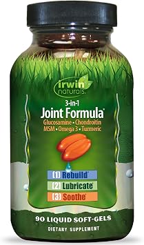 Irwin Naturals 3-in-1 Joint Formula with Glucosamine, Chondroitin, Turmeric & Boswellia - Advanced Joint Support Supplement for Men and Women - 90 Liquid Soft-Gels