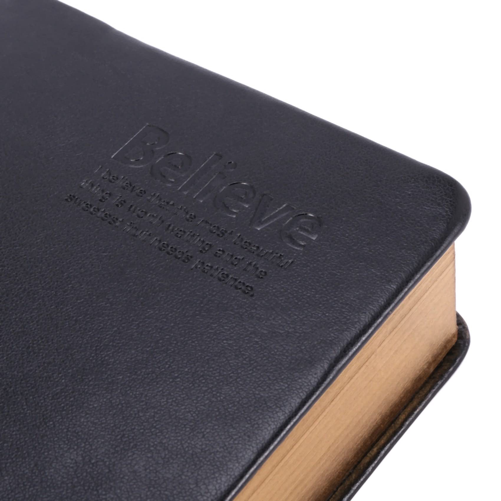 Gisoanudt Lot de 3 carnets de notes en papier épais PU + papier Bible Journal intime livre magazines agenda agenda école bureau papeterie noir + doré