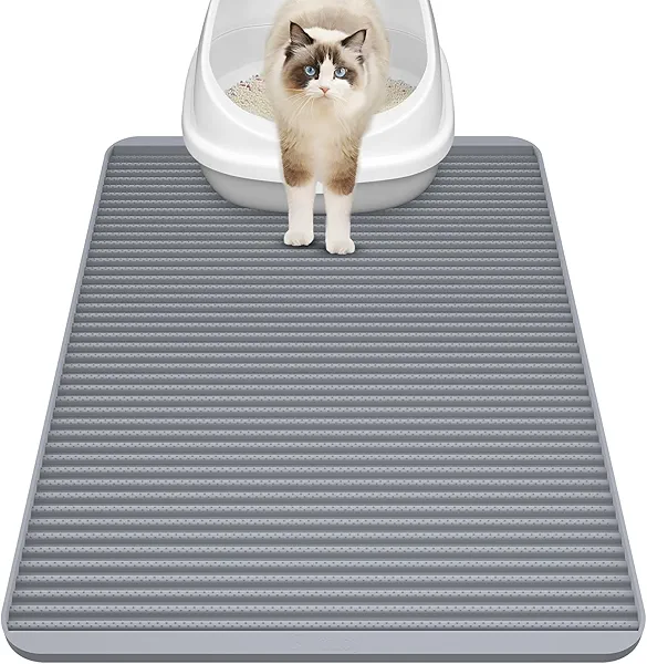 Filmicy Silicone Cat Litter Mat - 31' x 23' Waterproof Large Kitty Mat, Non-Slip, Durable, Easy Clean & Washable Cat Litter Tray Mat for Scatter Control