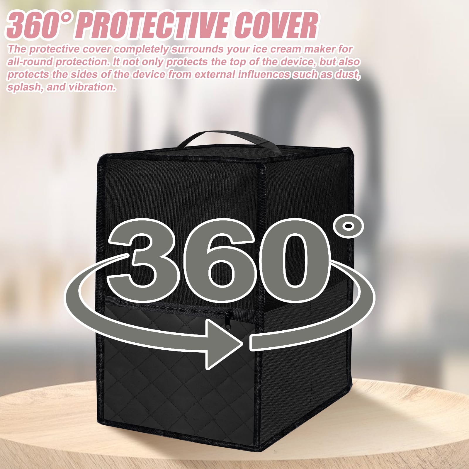 Housse de Protection pour Machine à Glace: Imperméable Couvercle Anti-Poussière, En Nylon Durable pour Ninja Creami NC501EU, NC301EU, NC299EU (Noir)