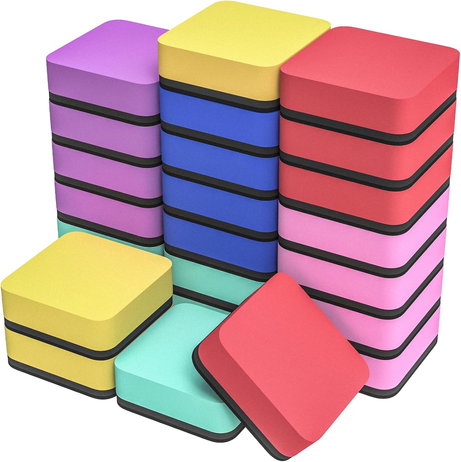 MaxGear 24 Pack Dry Erase Erasers, Magnetic Whiteboard Dry Erasers for Classroom, Mini Whiteboard Cleaning Pads, Chalkboard Wiper Teacher Supplies for School, Office, Home, 6 Color, 2 x 2 Inch MaxGear 24 Pack Dry Erase Erasers, Magnetic Whiteboard Dry Erasers for Classroom, Mini Whiteboard Cleaning Pads, Chalkboard Wiper Teacher Supplies for School, Office, Home, 6 Color, 2 x 2 Inch