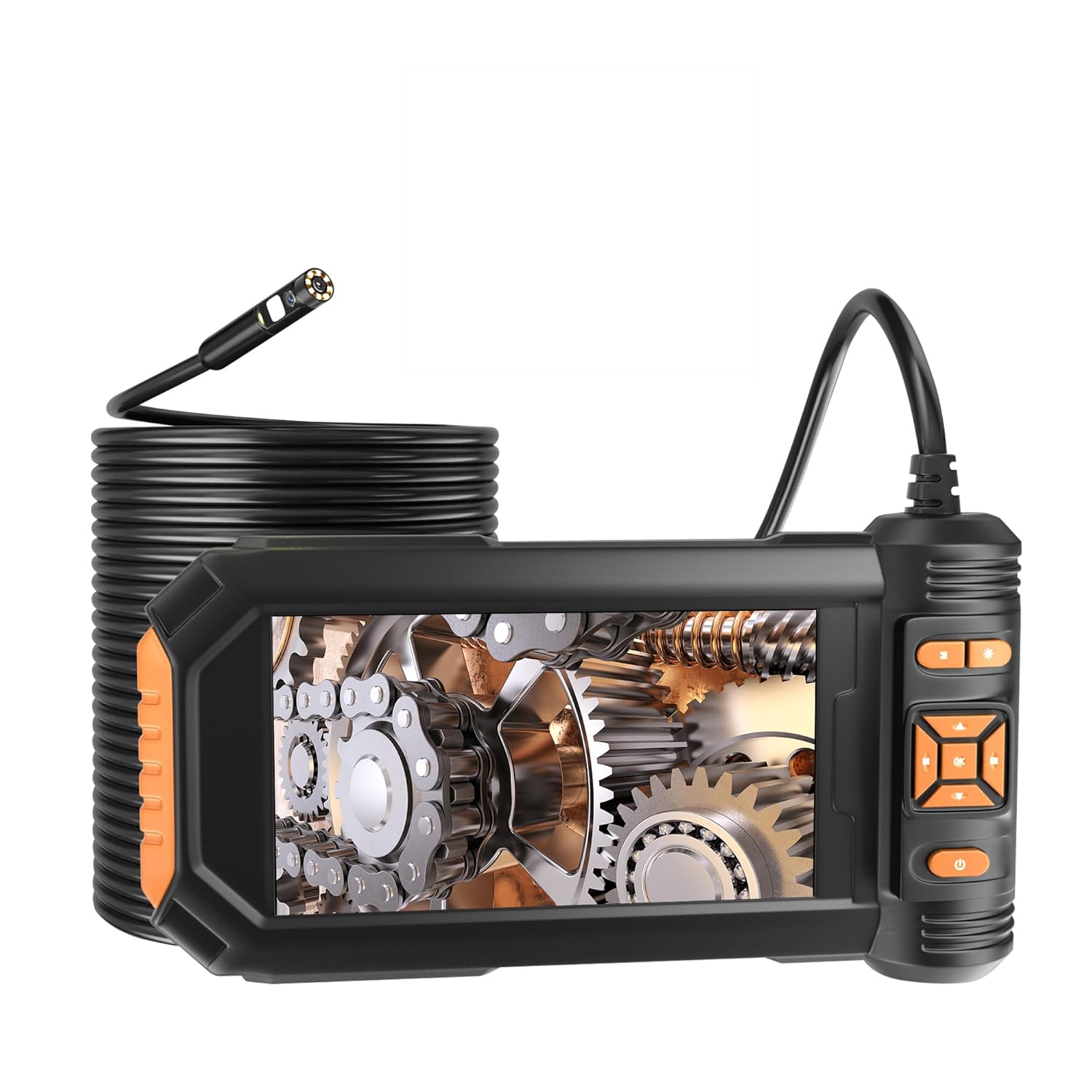 5" Dual Lens Endoscope Camera, 1080P HD Borescope with Light, 16.5FT Flexible Cable, IP67 Waterproof Snake Camera for Plumbing, Wall, and Automotive Inspections