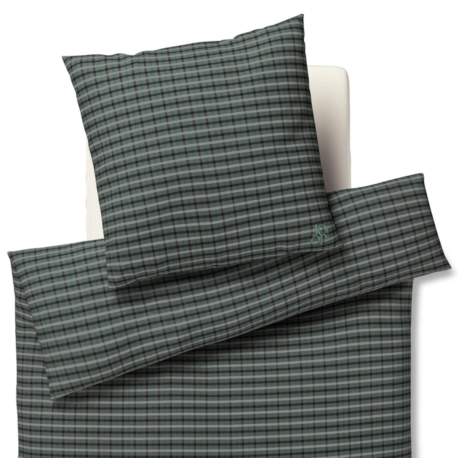 Joop! Bettwäsche Soft Mesh 45005 04 Green Flanell Streifen Karo Grau Grün Gestreift Winter, Größe:135 cm x 200 cm