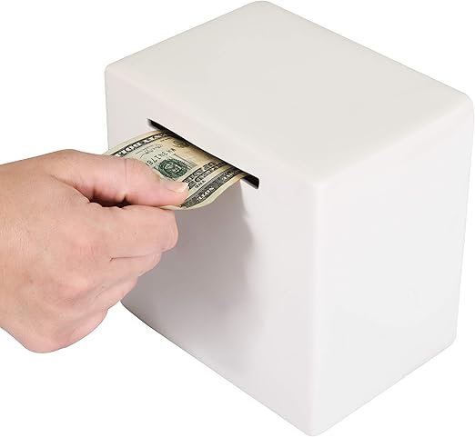 Piggy Bank for Adults - Must Break to Access Money | Ceramic Savings Bank to Help Budget and Save for Vacation Wedding or Childs College Fund | Money Saver Box with One Small Opening | Birthday Gift