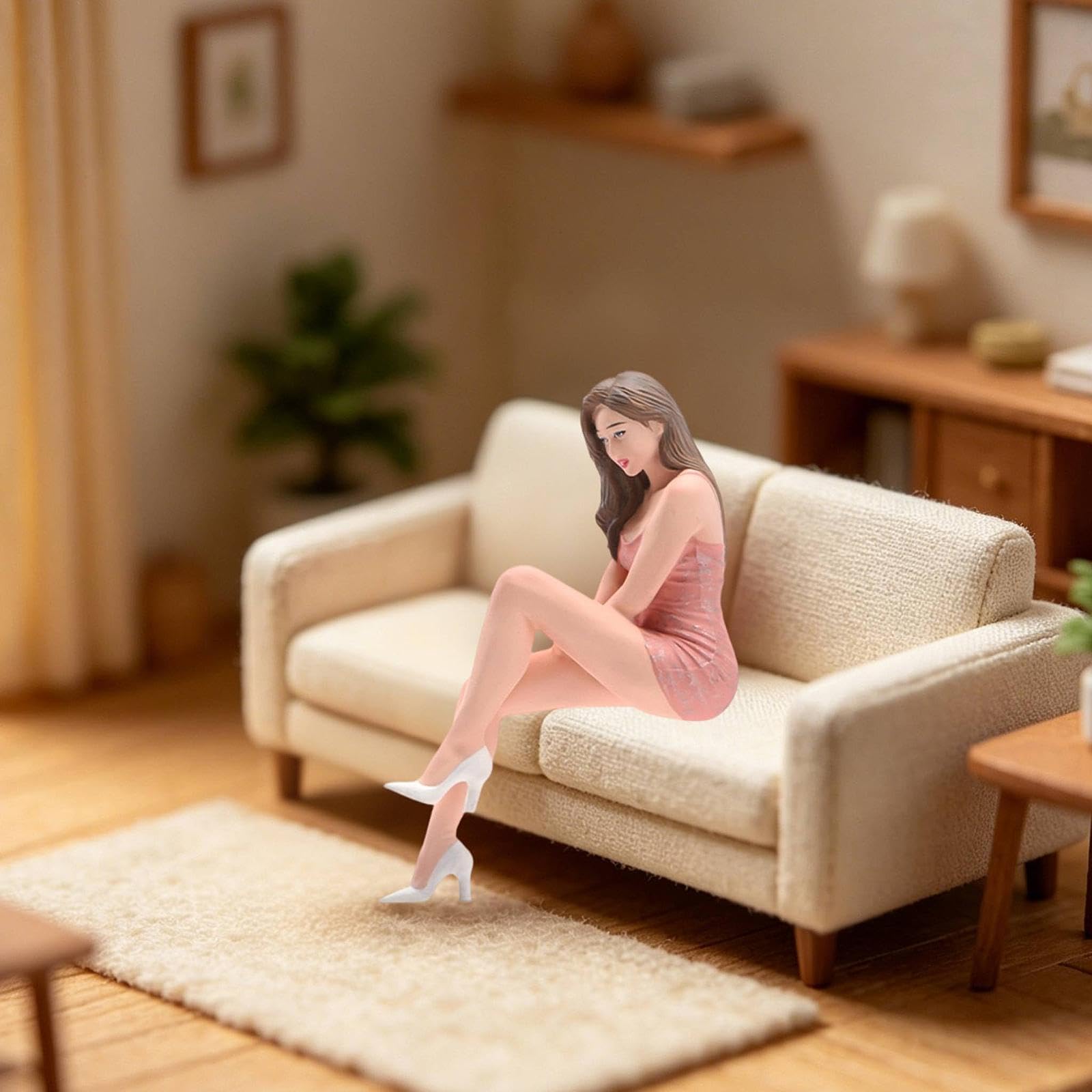 Miniatura Figura Miniatura Personaggio Femminile Micro Paesaggio Resina Accessorio Decorativo per Collezionisti Appassionati Scene Casa Uffici, 5.7 Cm