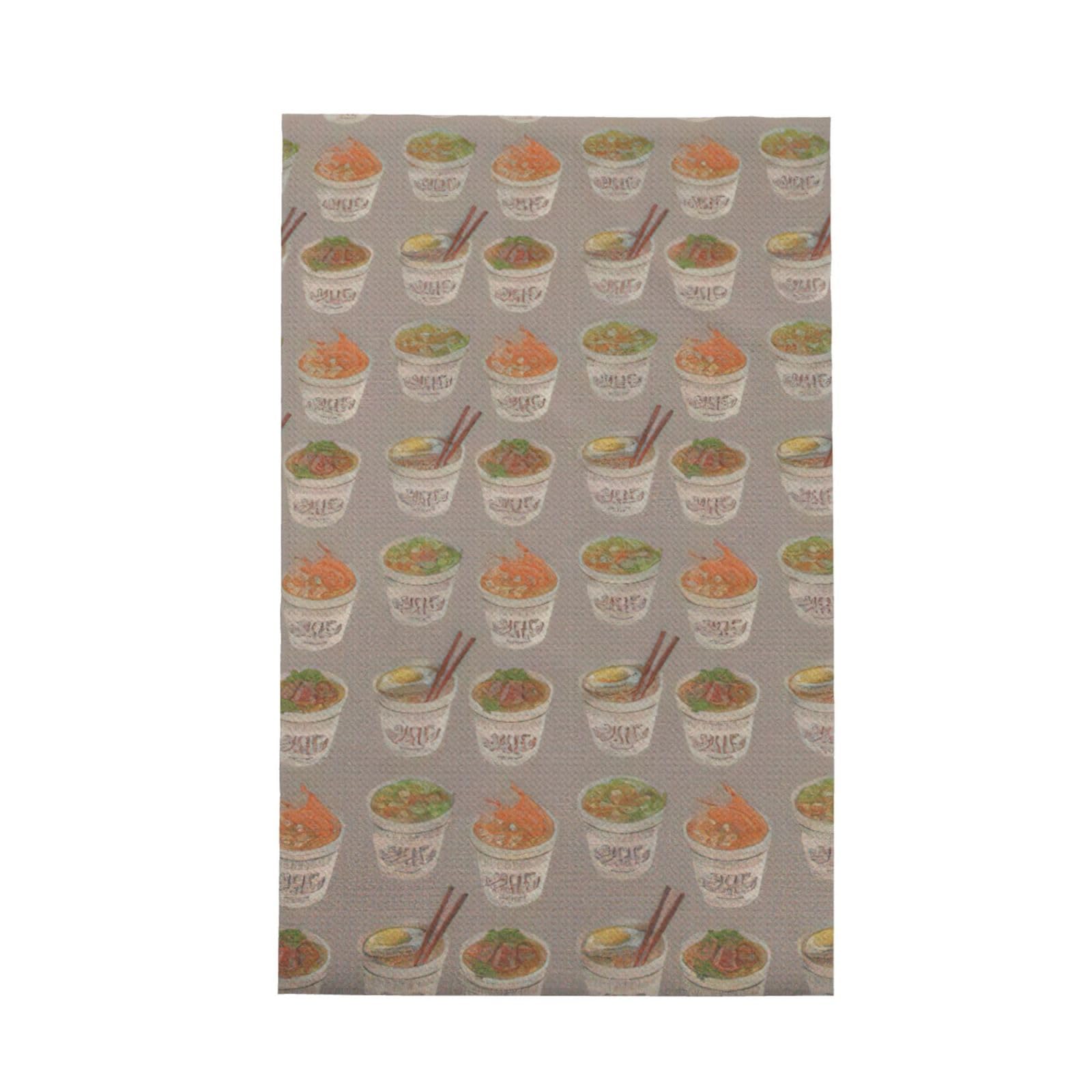 CKGODGF Egg Cup Noodle Ramen Print Absorbent Waffle Dishcloths,Kitchen Towels With Hanging Loops,Tea Towels.