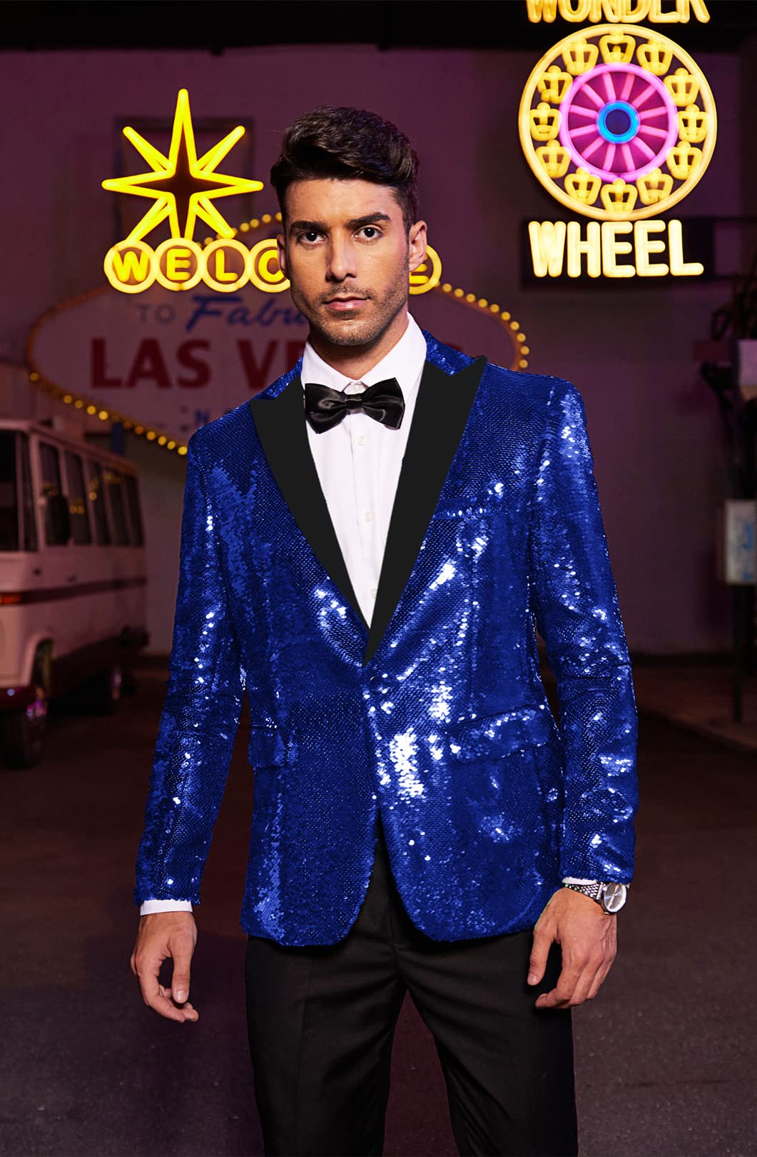 COOFANDY Giacca da uomo con paillettes lucide, per smoking, feste, cene, balli studenteschi