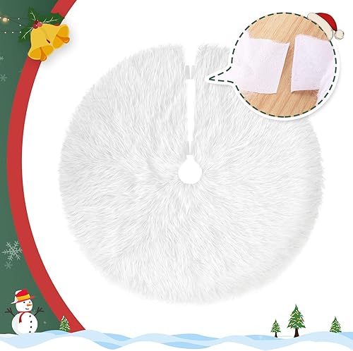 Miniatura 2 de TranquilBliss Falda de árbol de Navidad, falda de árbol de Navidad, falda de árbol de Navidad de arpillera de piel, decoración de Navidad de granja,