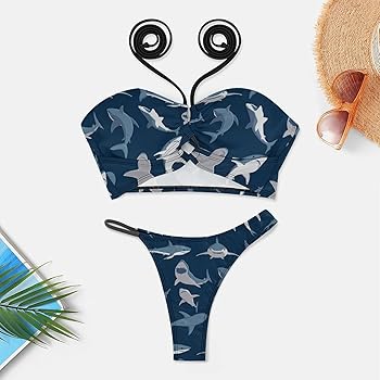 Amazon.co.jp: [QGV] ビキニセット 鯨柄 サメ柄 ビキニ