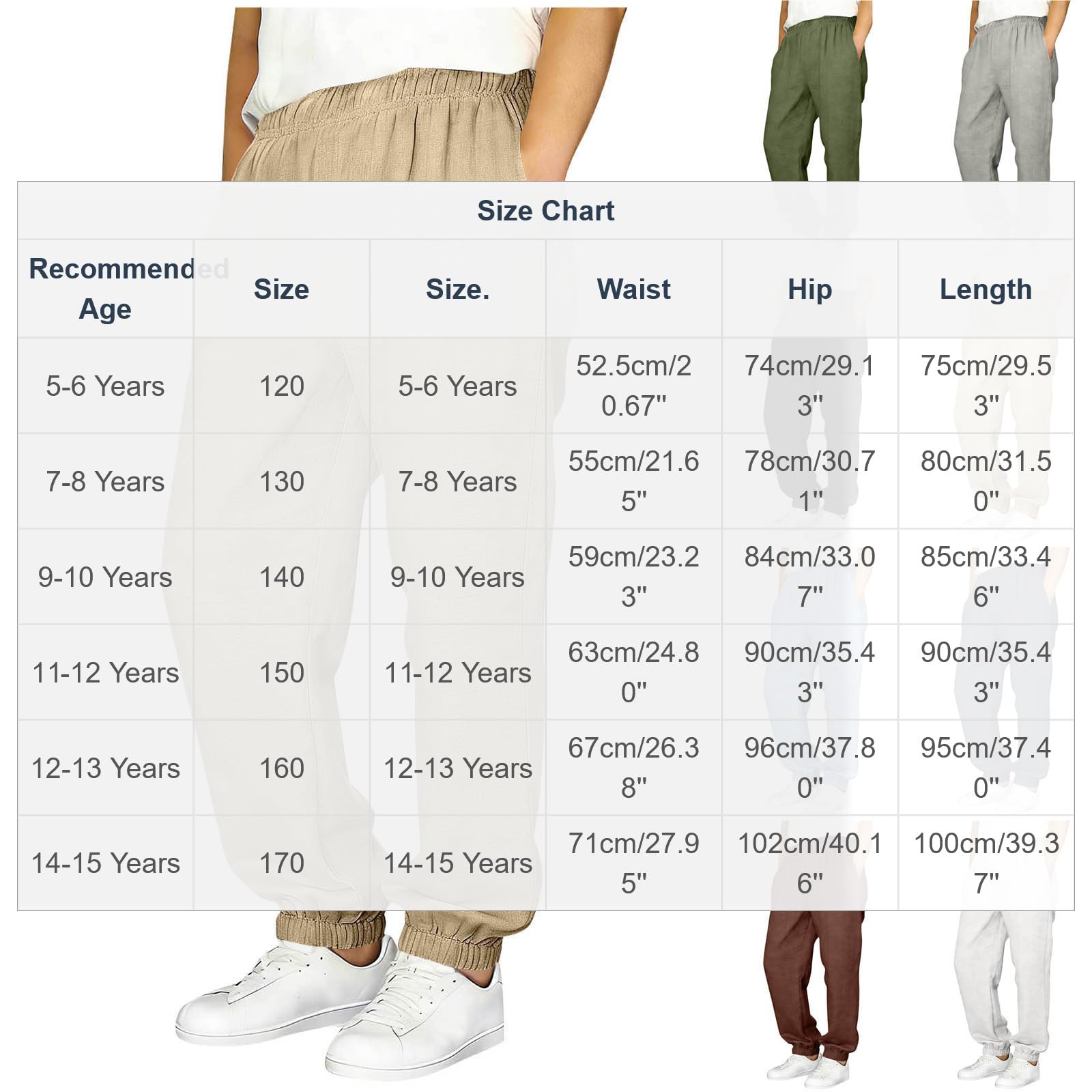 Jogginghose Jungen Baggy Sporthose Baumwolle Leinenhose Leichte Sommerhose Elastische Taille Sweathosen Baggy Pants Sommer Outdoorhose Stoffhose - 4
