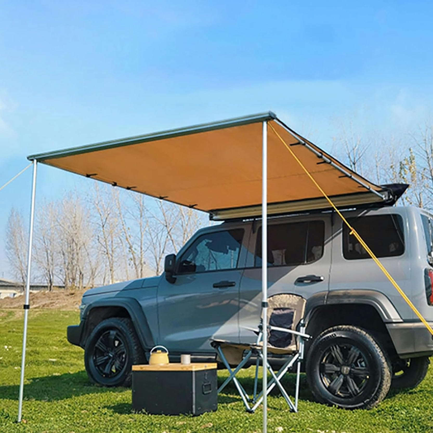 Auvent rétractable sur le toit beige 2x3m avec système coulissant