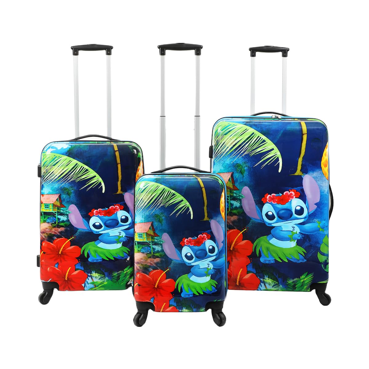 Bioworld Lilo and Stitch 3-Piece Luggage Set - 20", 24", and 28" Rolling Suitcases