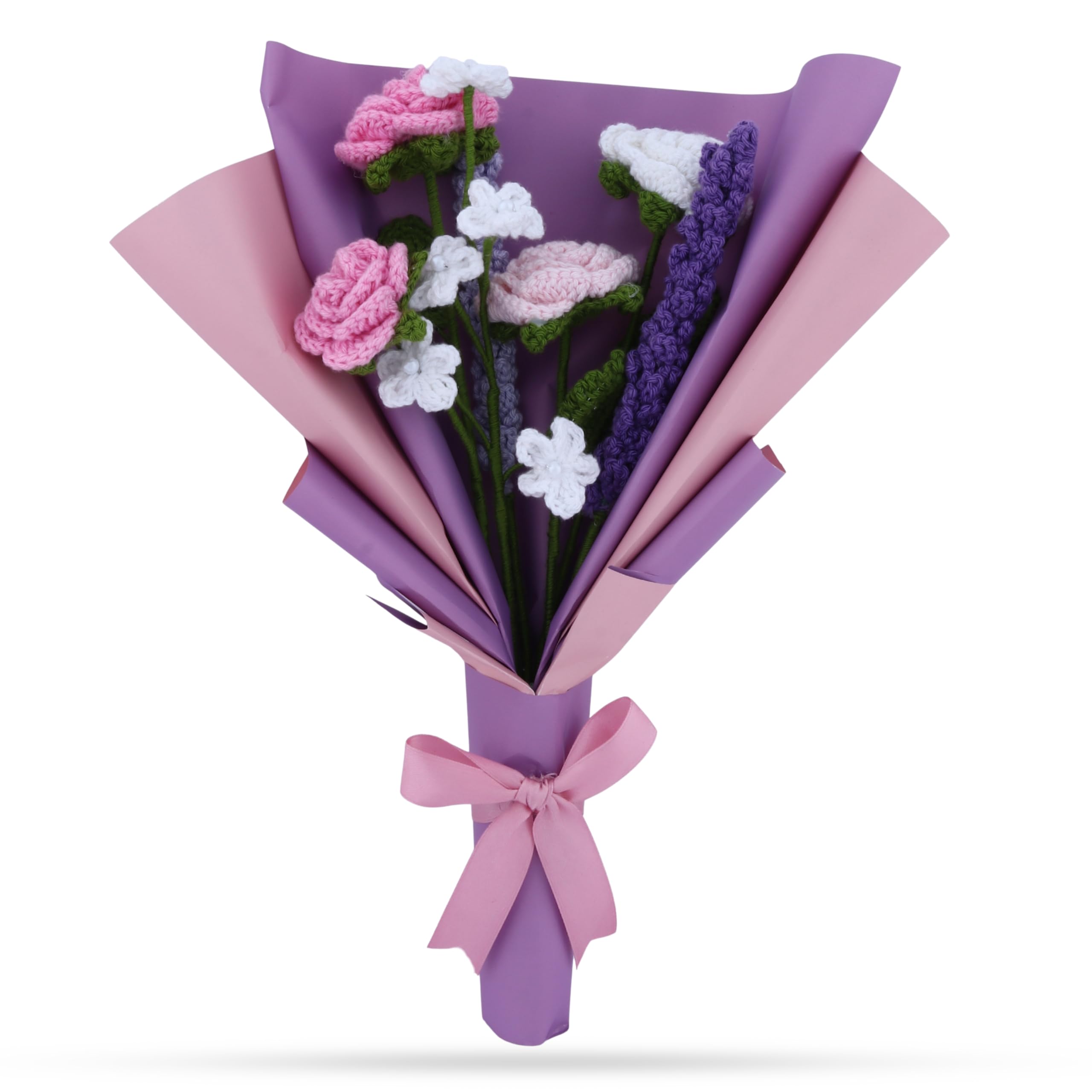 Artificial Crochet Forever Rose Flower Bouquet, Gift for Valentine day Anniversary Wedding Birthday, Ideal gift Box Packed For Boyfriend,Girlfriend, Husbund,Wife ,Mother,Father,Teacher