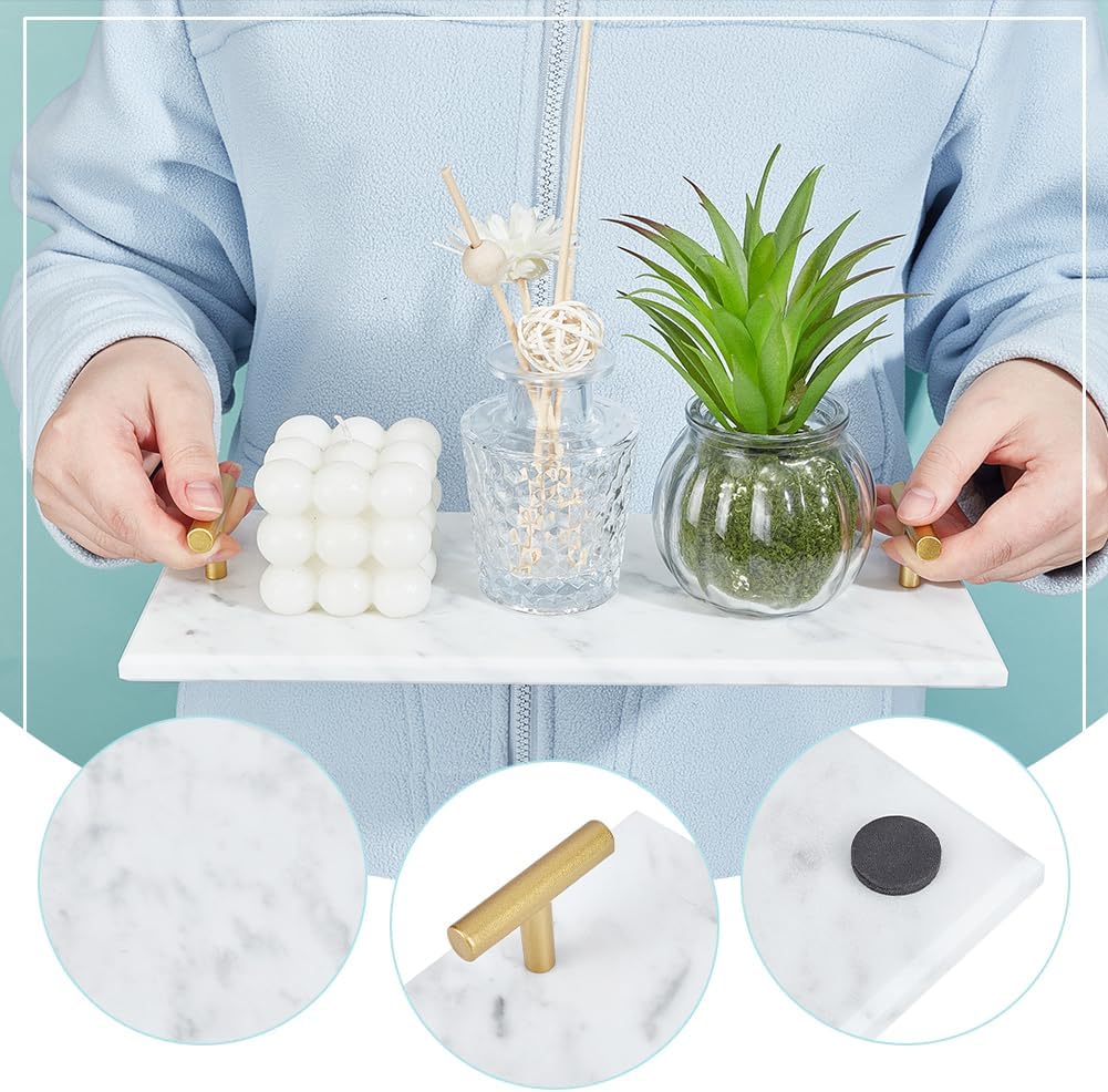 UNICRAFTALE White Marble Guest Towel Holder Tray for Bathroom Vanity Countertop Disposable Paper Towel Dispenser Napkin Holder for Kitchen Dining Table Office Hotel Modern Vanity Organizer 12"x5"x2"