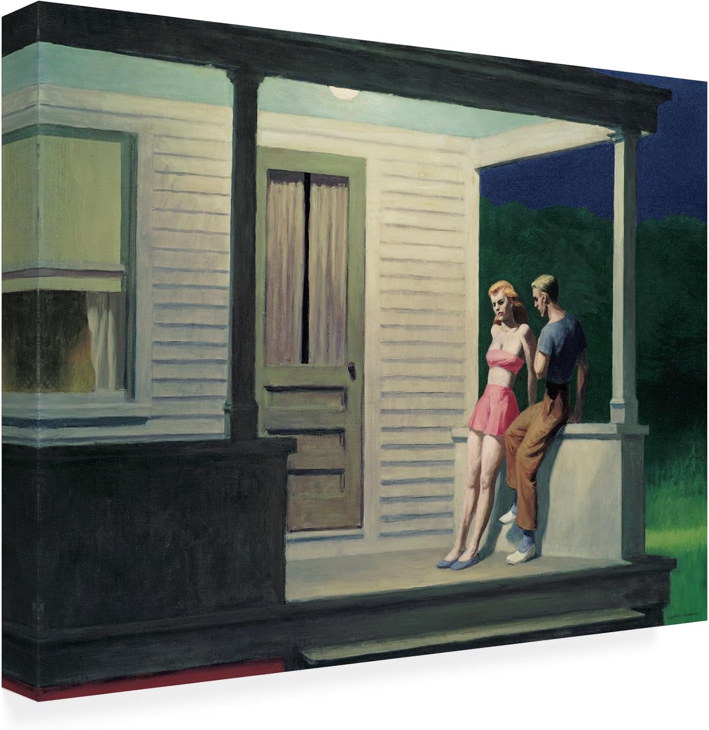 Wrapped Canvas Wall Art - Edward Hopper 'Summer Evening' Wall Art for Living Room, Bedroom, or Office Décor - 14x19