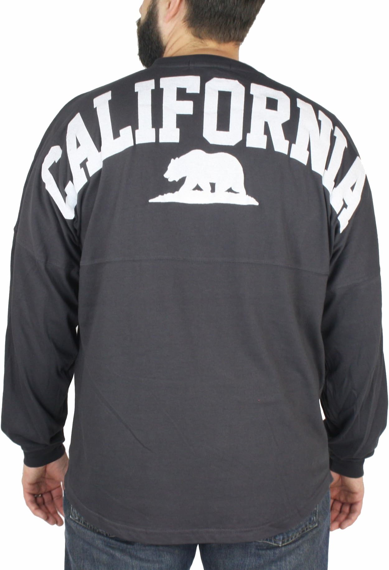 Men’s Stadium Jersey Long Sleeve T-Shirt California Bear (S, Charcoal Gray)
