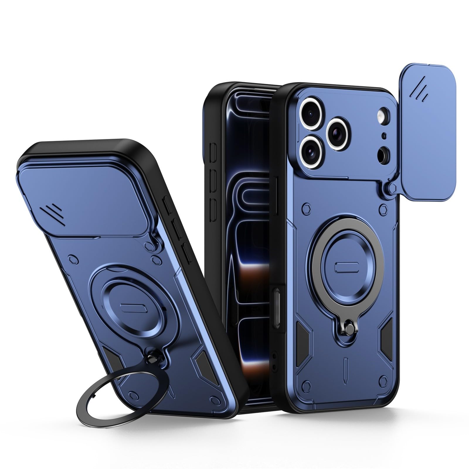Protection Samsung Galaxy A07 silicone rigide bleu avec support anneau