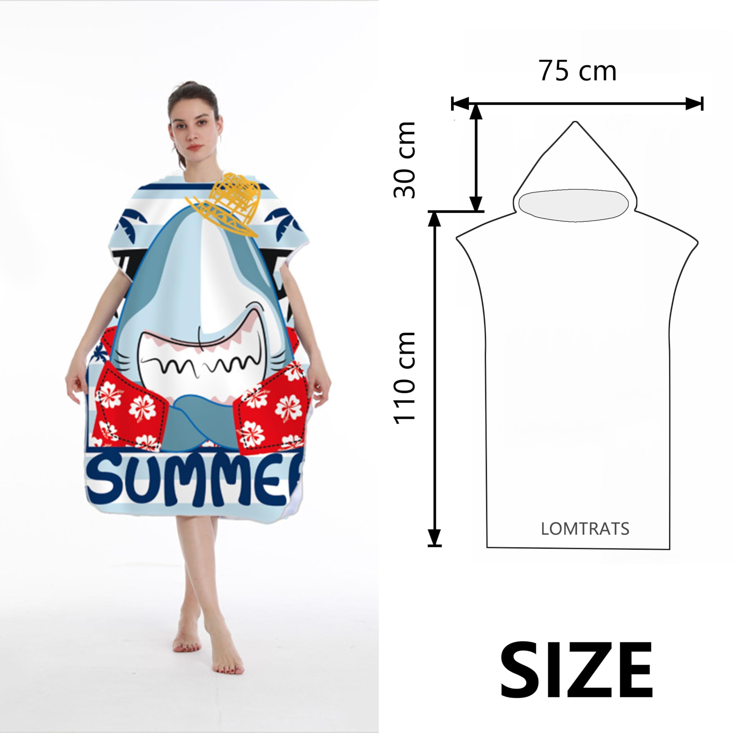 LOMTRATS Quick-drying Surf Poncho, Changing Towel, Bathrobe - Image 4