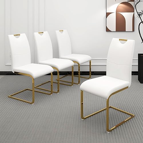 Miniatura 1 de Sillas de comedor, sillas laterales de comedor, juego de 4, modernas sillas de cocina de piel sintética con alto color negro, sillas para comedor,