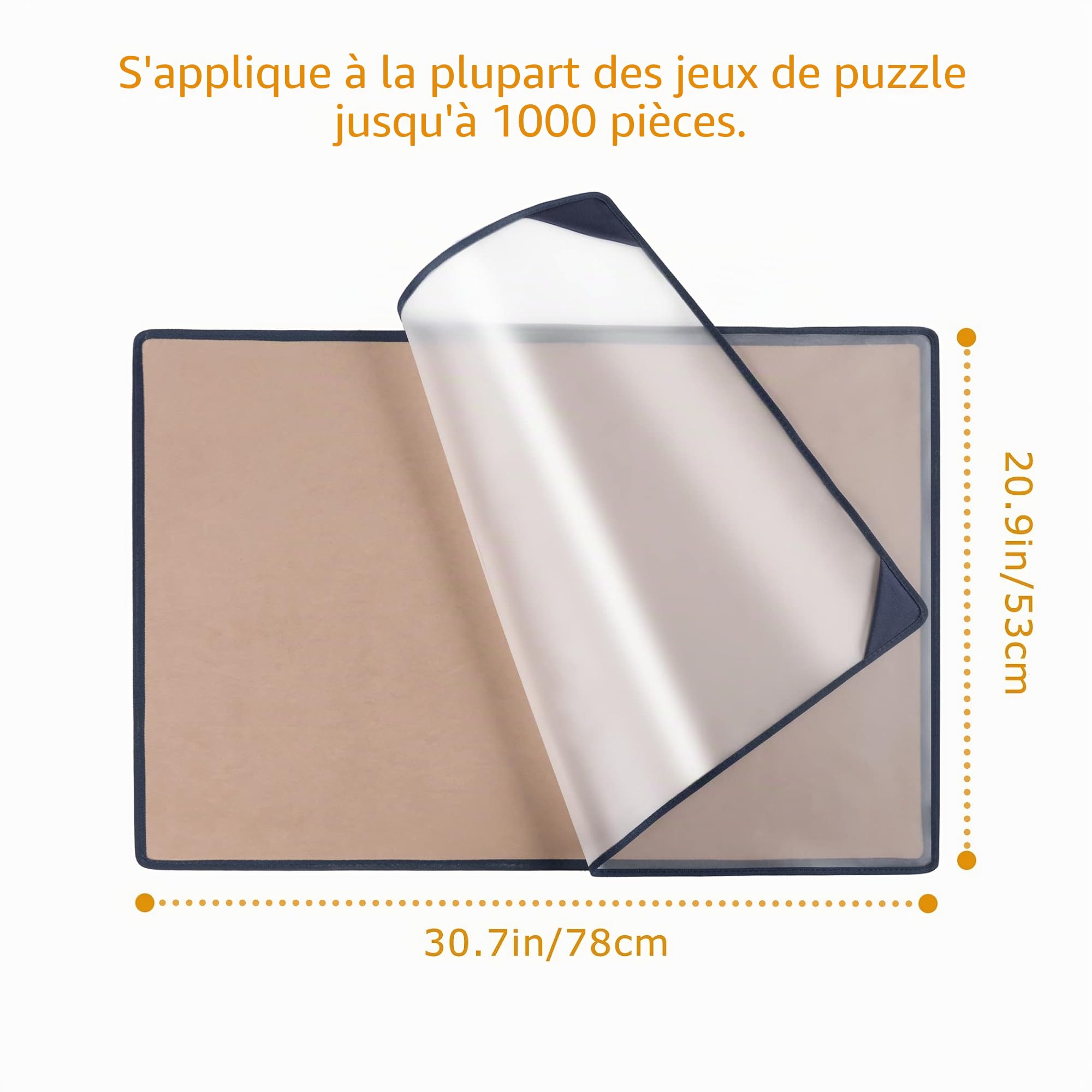 Tektalk Planche à puzzle avec couvercle anti-poussière pour rangement de puzzle – Surface antidérapante (kaki/gris, jusqu'à 1000 pièces)