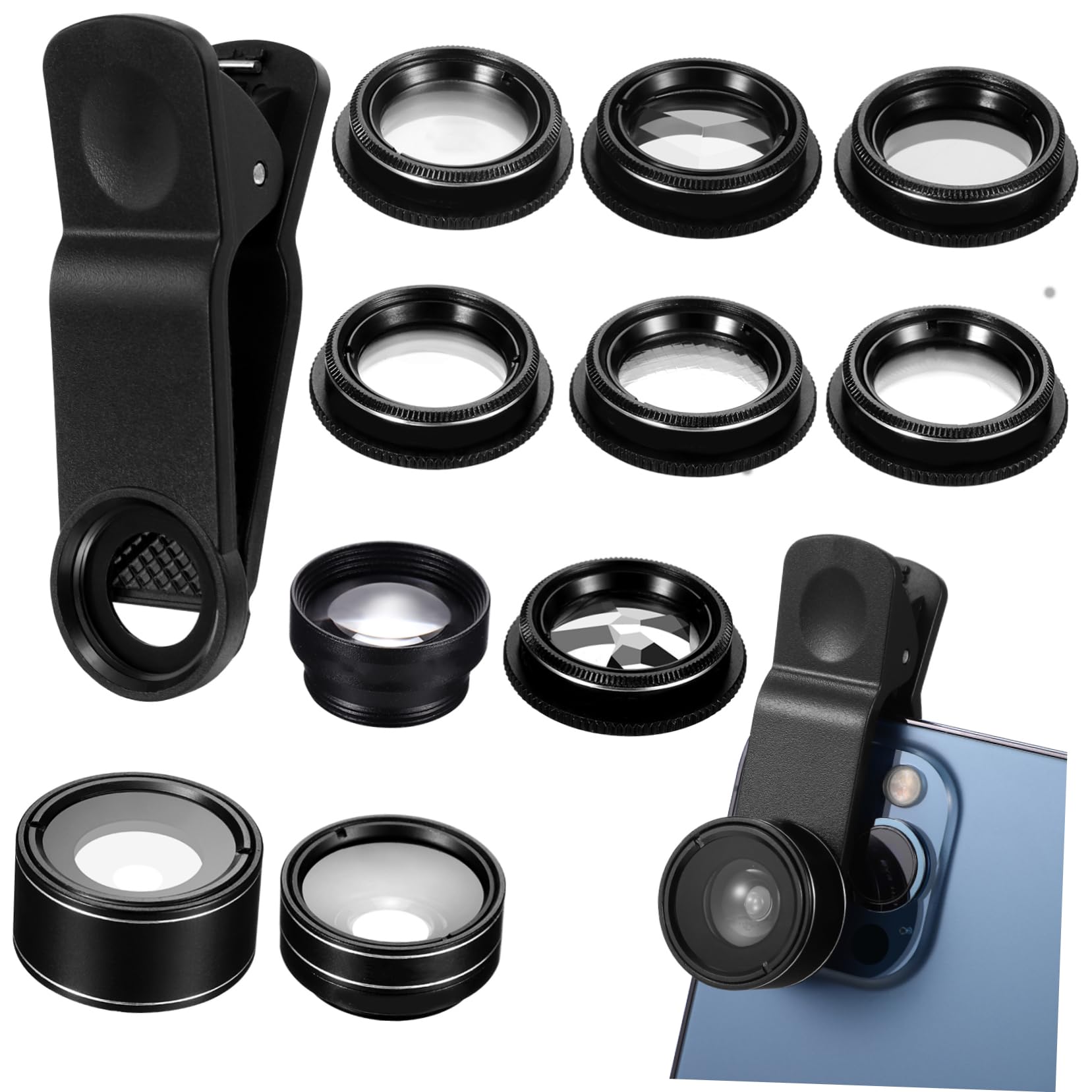 NUOBESTY 1 Juego Kit de Lentes para Cámara de Teléfono Móvil Ojo de Gran Macro Telefoto Cpl y Filtros Compatible con Smartphones y Tablets