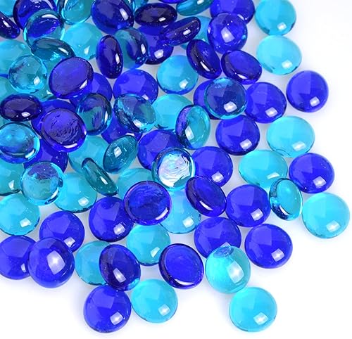 Miniatura 4 de Mármoles de vidrio planos, gemas, piedras, cuentas para decoración del hogar, jarrón, mesa, dispersa, manualidades, acuario, 2 libras (0.669-0.787